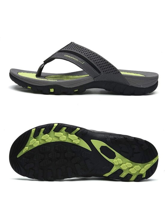Men\'s Grey Flip-flops Thongs Sandals Durable Comfort Slippers For Casual
